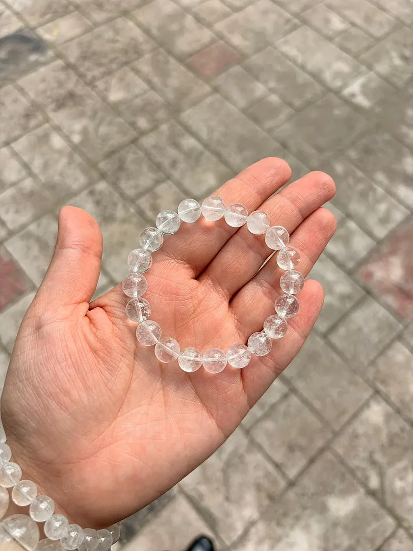 Beyaz Kuvars 8 mm Bileklik - 