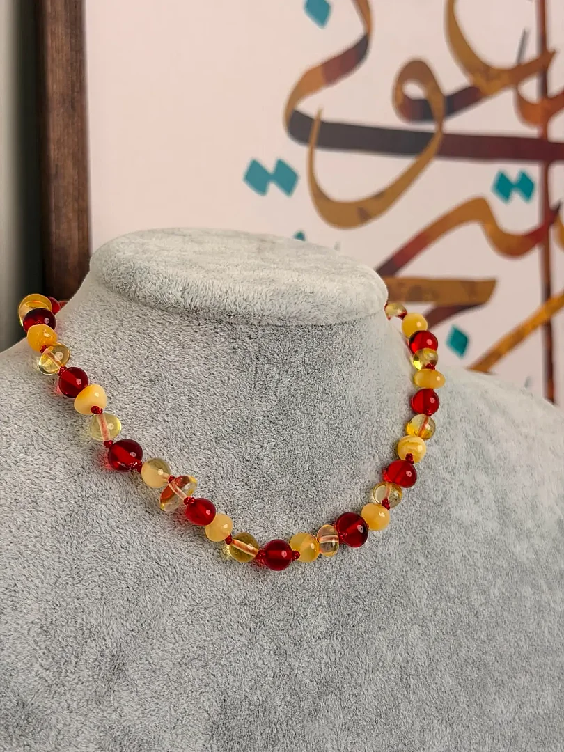Damla Kehribar Bebek Kolye - 1