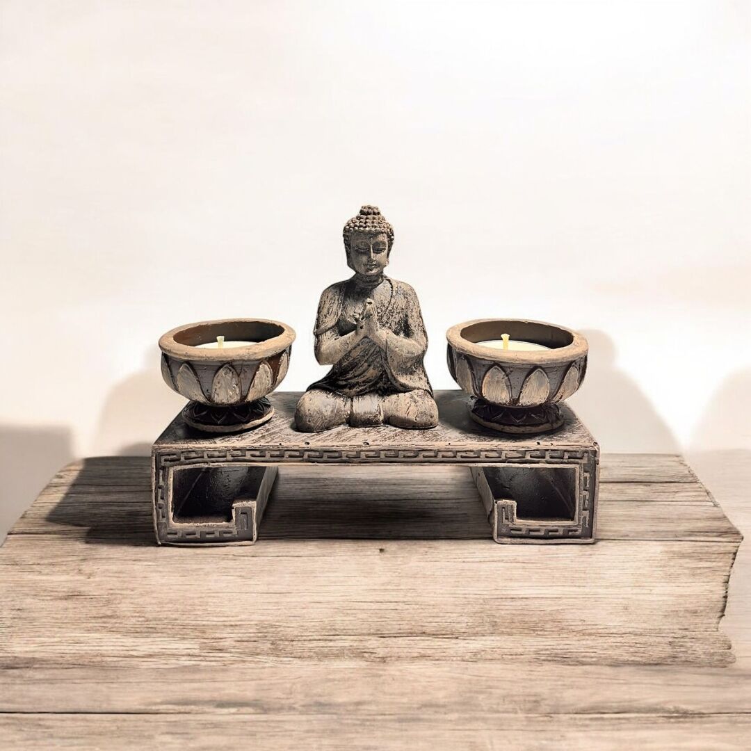 El Yapımı İkili Buda Mumluk - 2