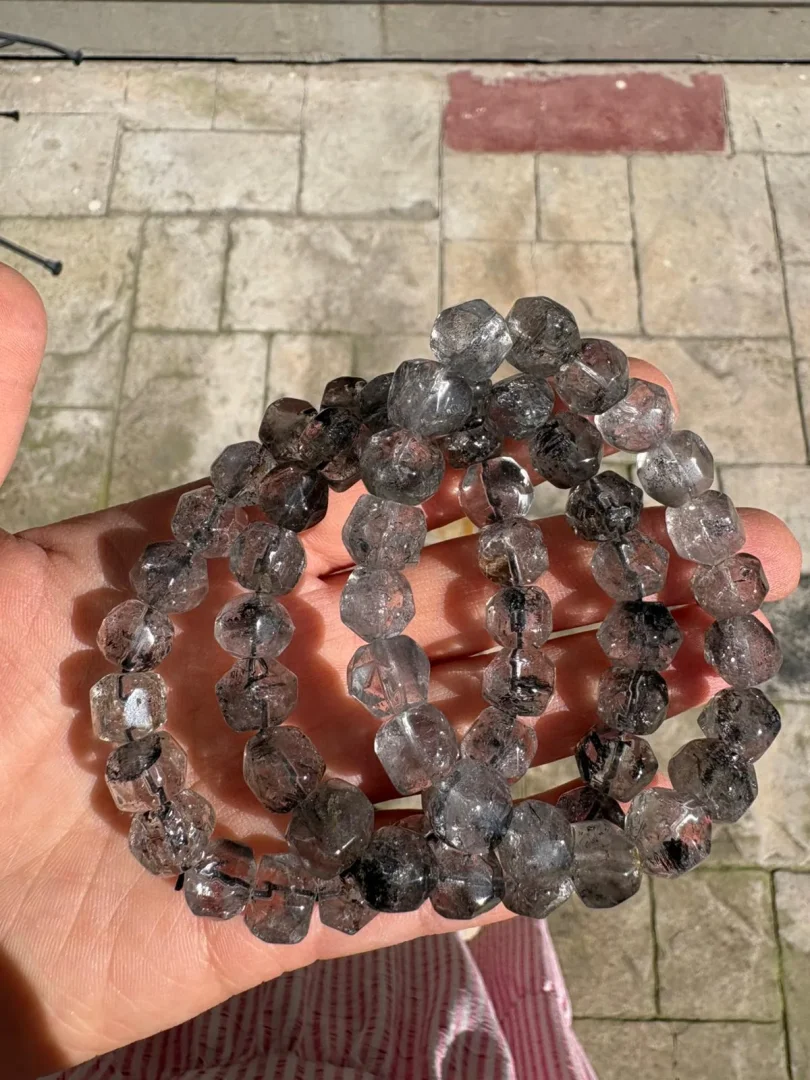 Herkimer Elması Bileklik -Siyah - 2