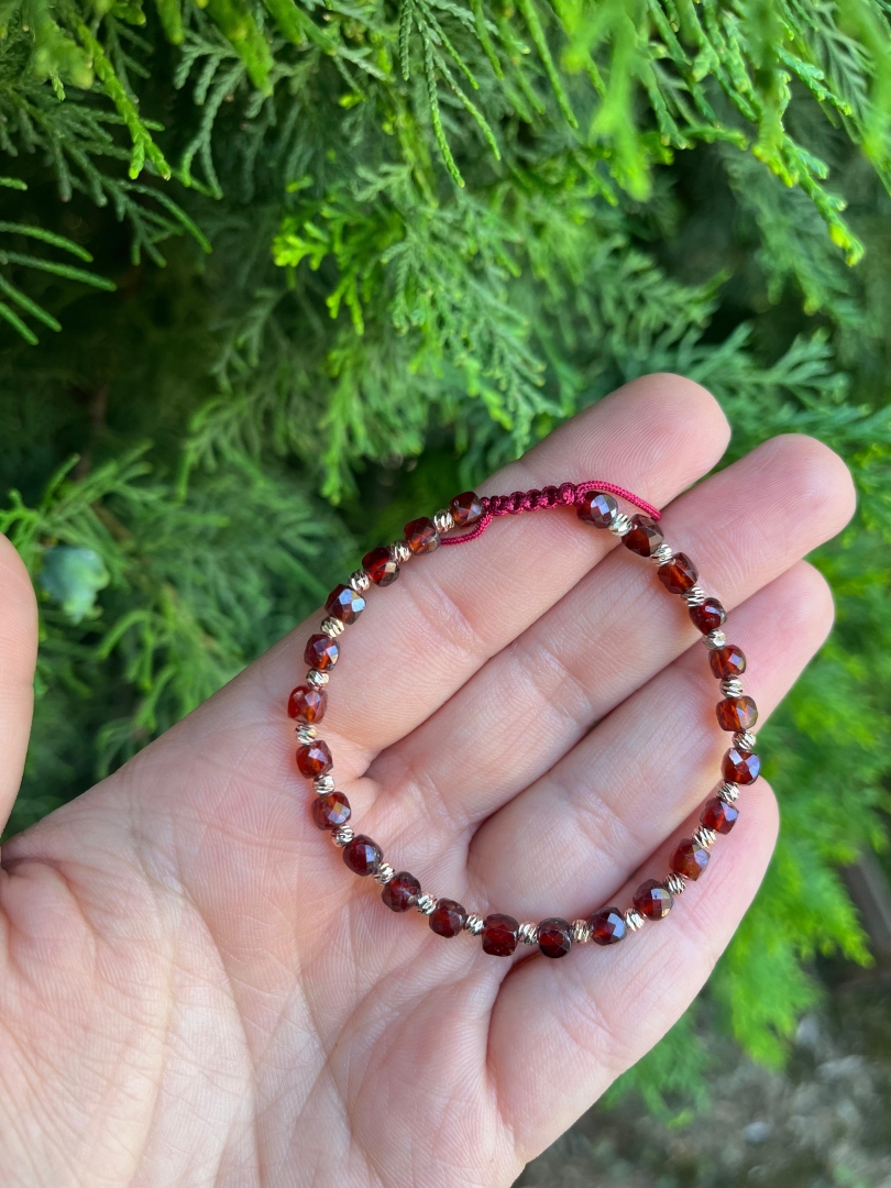 Lal Taşı (Garnet) - Ayarlanabilir Bileklik - 1
