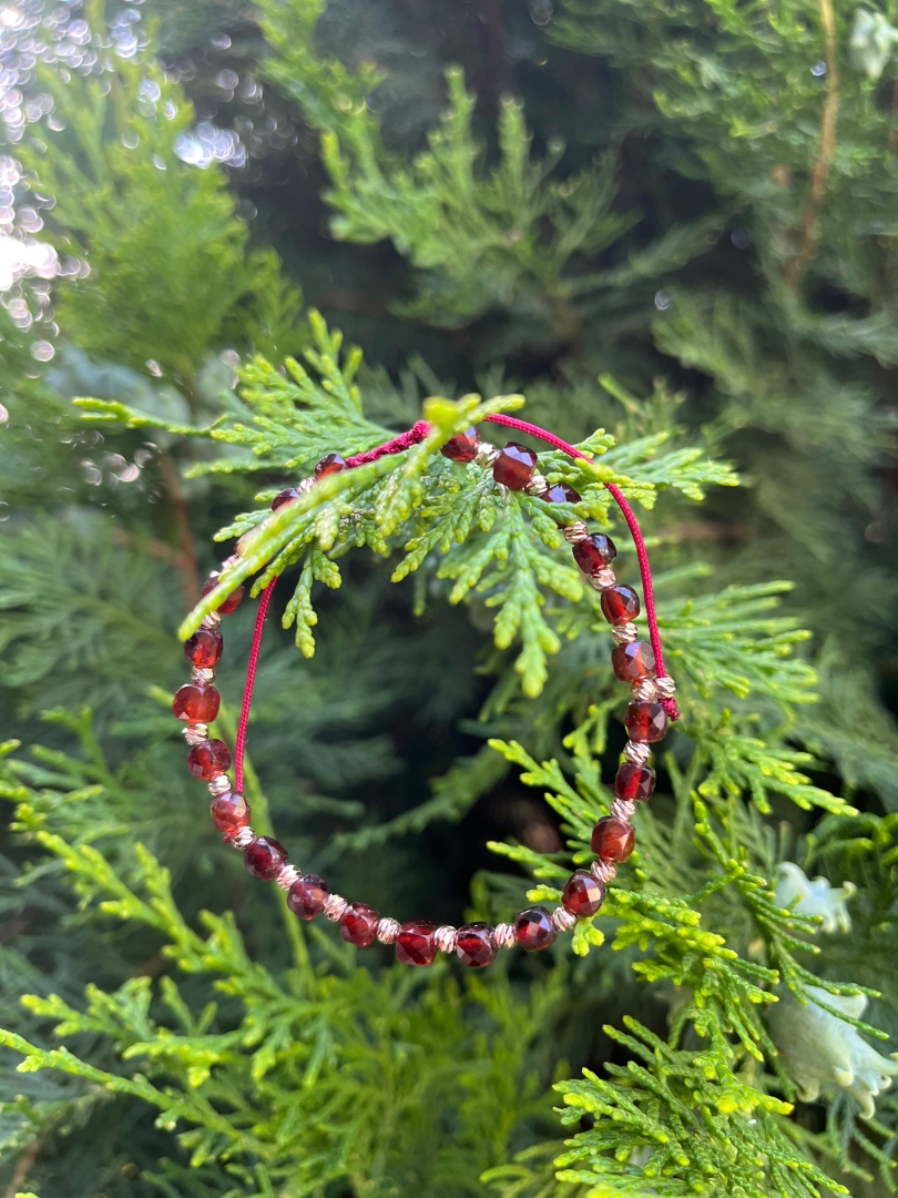 Lal Taşı (Garnet) - Ayarlanabilir Bileklik - 4