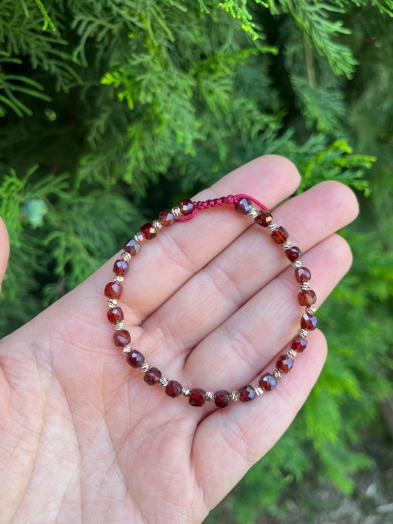 Lal Taşı (Garnet) - Ayarlanabilir Bileklik - 3