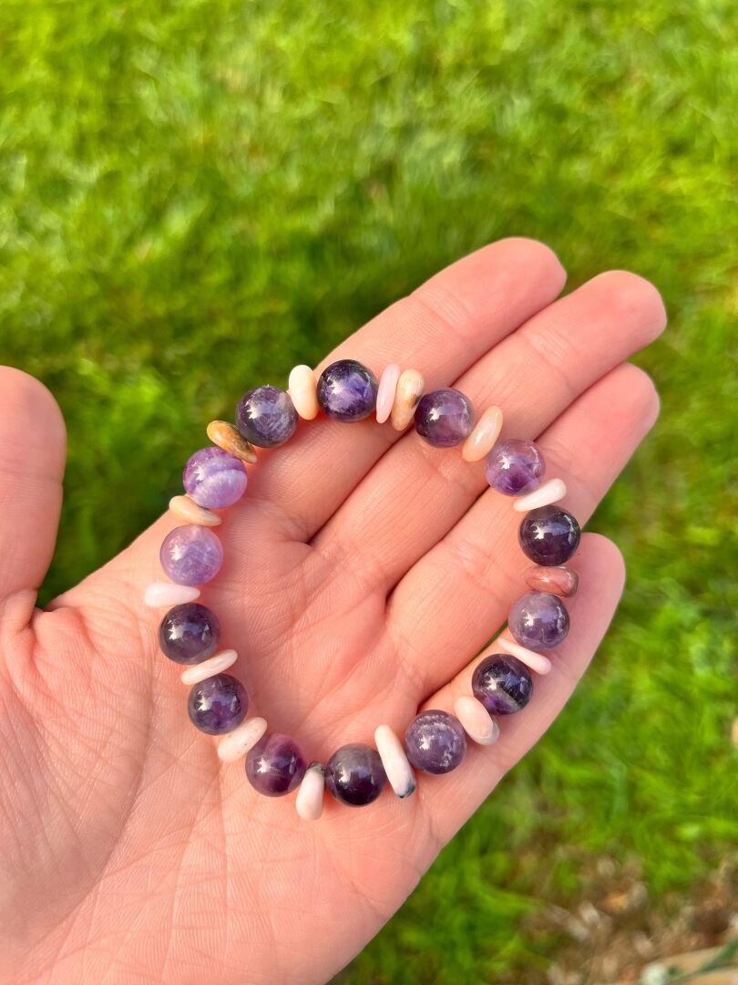 Pembe Opal & Ametist Bileklik - 