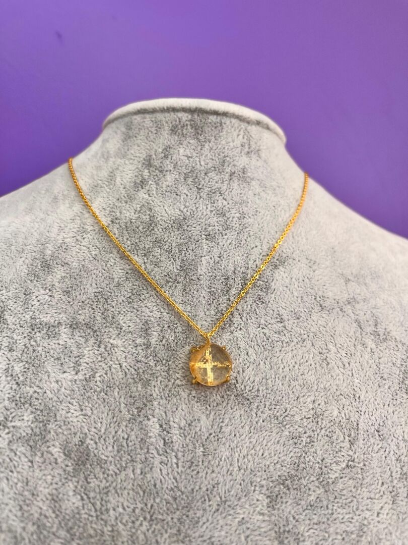 Sitrin Taşı Bolluk Bereket Kolyesi - Yuvarlak Kesim Enerji - 