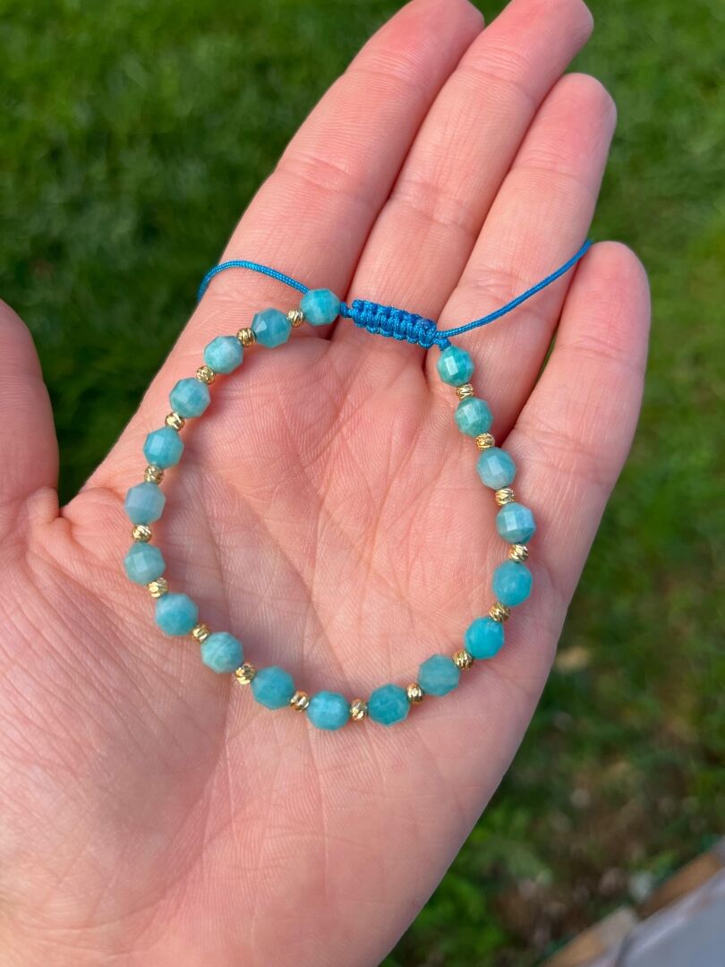 Stres Bilekliği (Amazonit) - Ayarlanabilir Bileklik - 